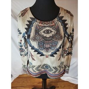 Vintage Gaze USA Evil Eye Y2K Boho  Lightweight Shirt Size Small